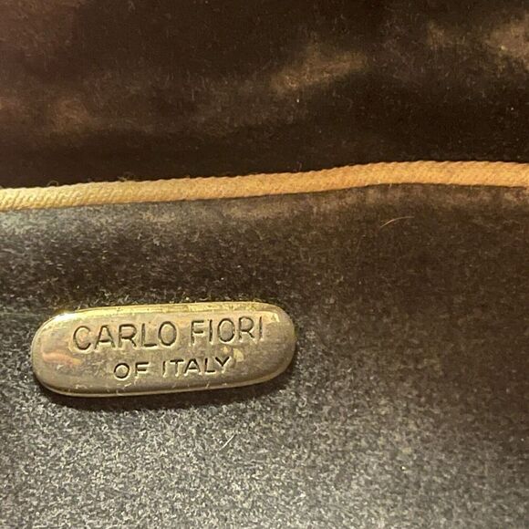 Carlo Fiori Mixed Exotic Leather Fold Over Clutch Shoulder Handbag Purse - Picture 7 of 12